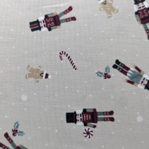 Cotton 100%, poplin, nutcracker on a greige background