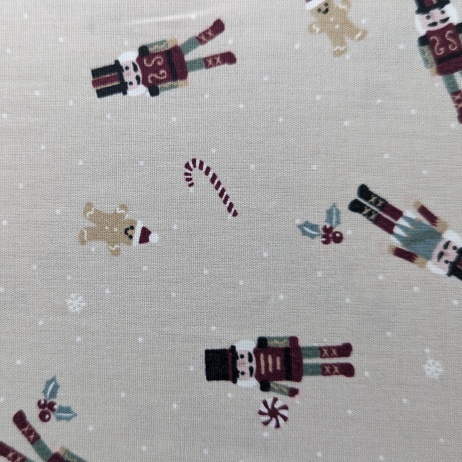 Cotton 100%, poplin, nutcracker on a greige background