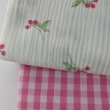Double gauze 100% cotton, pink blackberries on a cream background