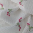Double gauze 100% cotton, pink blackberries on a cream background