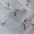 Double gauze 100% cotton, pink blackberries on a cream background