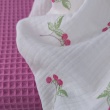 Double gauze 100% cotton, pink blackberries on a cream background