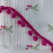 Double gauze 100% cotton, pink blackberries on a cream background