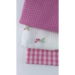 Double gauze 100% cotton, pink blackberries on a cream background