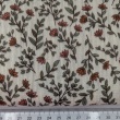 Double gauze 100% cotton, small orange flowers on a beige background