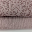 Double gauze 100% cotton,  Pink Flowers on Dusty Mauve
