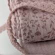 Double gauze 100% cotton,  Pink Flowers on Dusty Mauve