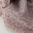 Double gauze 100% cotton,  Pink Flowers on Dusty Mauve