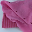 Double gauze 100% cotton, red hearts on a pink background