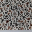 Cotton muslin, caramel and gray flowers on an ecru background