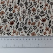 Cotton muslin, caramel and gray flowers on an ecru background