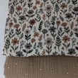 Cotton muslin, caramel and gray flowers on an ecru background