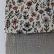 Cotton muslin, caramel and gray flowers on an ecru background