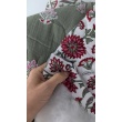 Muślin PIKOWANY, Bordowe kwiaty/ornament na khaki
