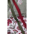 Muślin PIKOWANY, Bordowe kwiaty/ornament na khaki