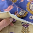 Quilted Cotton Fabric – Floral on Violet/ ornament on Butter Yellow