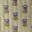 Quilted Cotton Fabric – Floral on Violet/ ornament on Butter Yellow