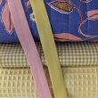 Quilted Cotton Fabric – Floral on Violet/ ornament on Butter Yellow