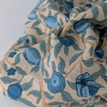 Seersucker, Cotton fabric, blue fruits