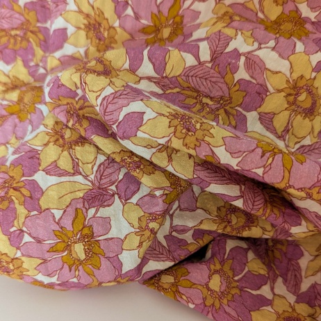 Seersucker, pink and butter-colored flowers