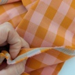 Double-sided 1.5 cm Vichy check, 100% cotton, pink-orange