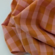 Double-sided 1.5 cm Vichy check, 100% cotton, pink-orange