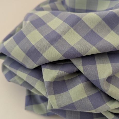Double-sided 1.5 cm Vichy check, 100% cotton, mint-blue
