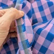 Double-sided 1.5 cm Vichy check, 100% cotton, pink-cornflower