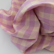 Double-sided 1.5 cm Vichy check, 100% cotton, pink-salmon