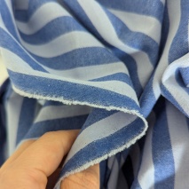 Double-sided 1 cm stripes, 100% cotton, sky blue-blue