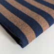 Double-sided 1 cm stripes, 100% cotton, caramel-navy