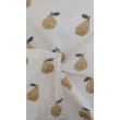 Double gauze, muslin 100% cotton pears on white