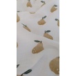 Double gauze, muslin 100% cotton pears on white