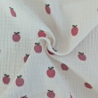 Double gauze, muslin 100% cotton pink apples on natural