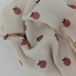 Double gauze, muslin 100% cotton pink apples on natural