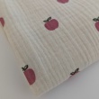 Double gauze, muslin 100% cotton pink apples on natural
