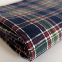 Cotton flannel, navy Scottish check, 165 g/m²