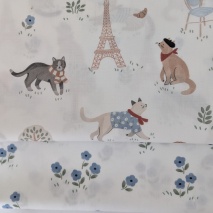 100% cotton poplin, cats in Paris
