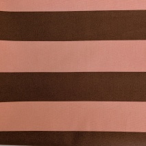Decorative cotton fabric with 5 cm salmon-brown stripes
