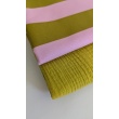 Decorative cotton fabric with 5 cm pink-pistachio stripes