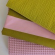 Decorative cotton fabric with 5 cm pink-pistachio stripes