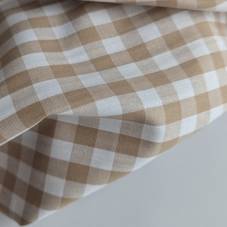 Cotton 100% double-sided, vichy check, beige, 1cm
