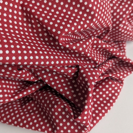 Cotton 100% white polka dots 2mm on a burgundy background