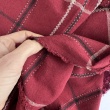 Burgundy Checked Linen–Cotton Fabric
