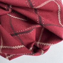 Burgundy Checked Linen–Cotton Fabric