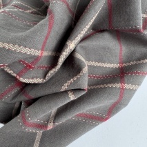 Grey Checked Linen–Cotton Fabric