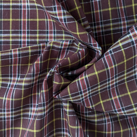 Brown Tartan Fabric with Silver