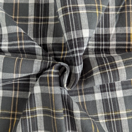 Grey Tartan Fabric with Gold