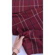 Burgundy Checked Linen–Cotton Fabric