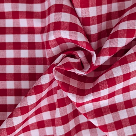 Cotton 100% double-sided, 1cm vichy check, red No.3